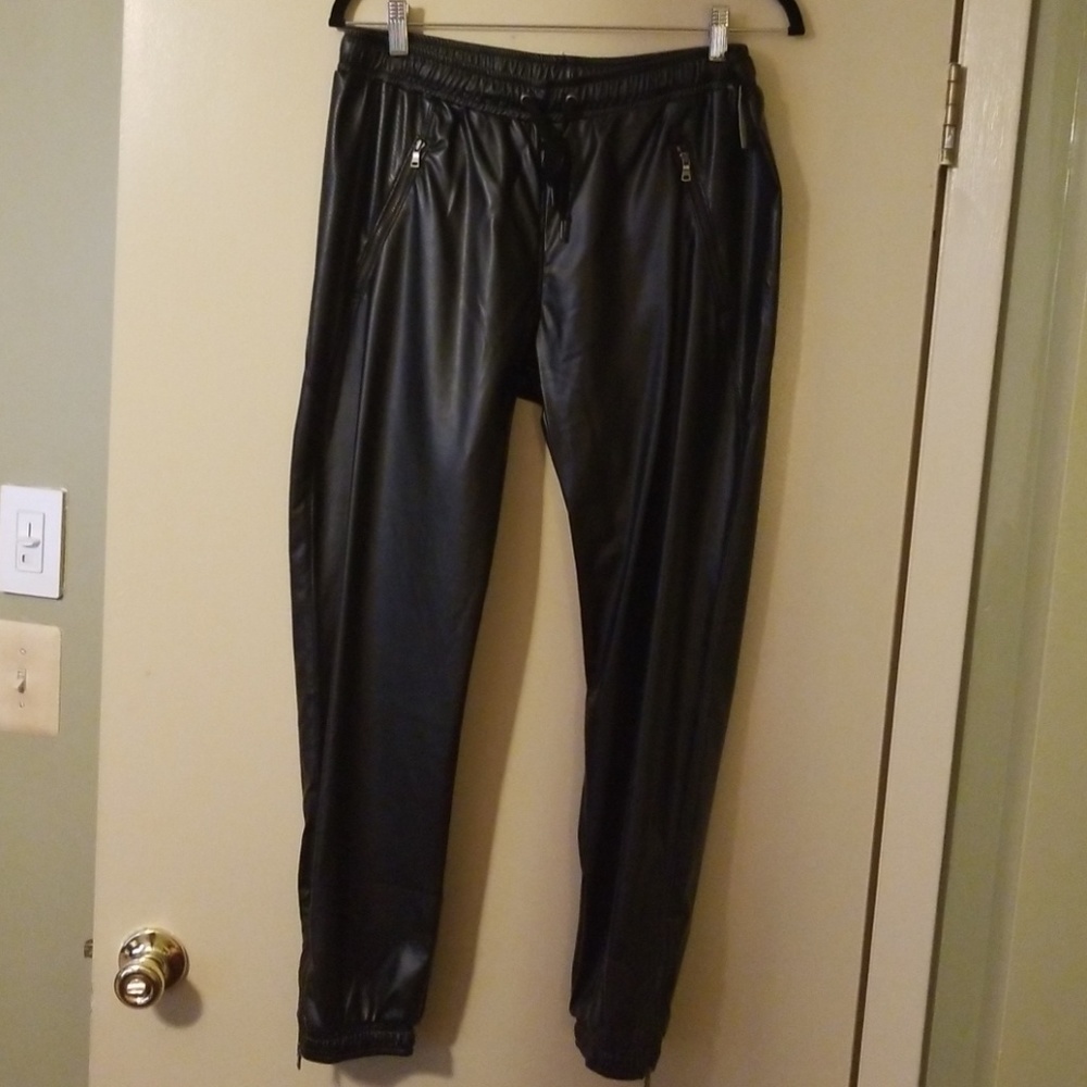 Vegan Leather Cropped Joggers